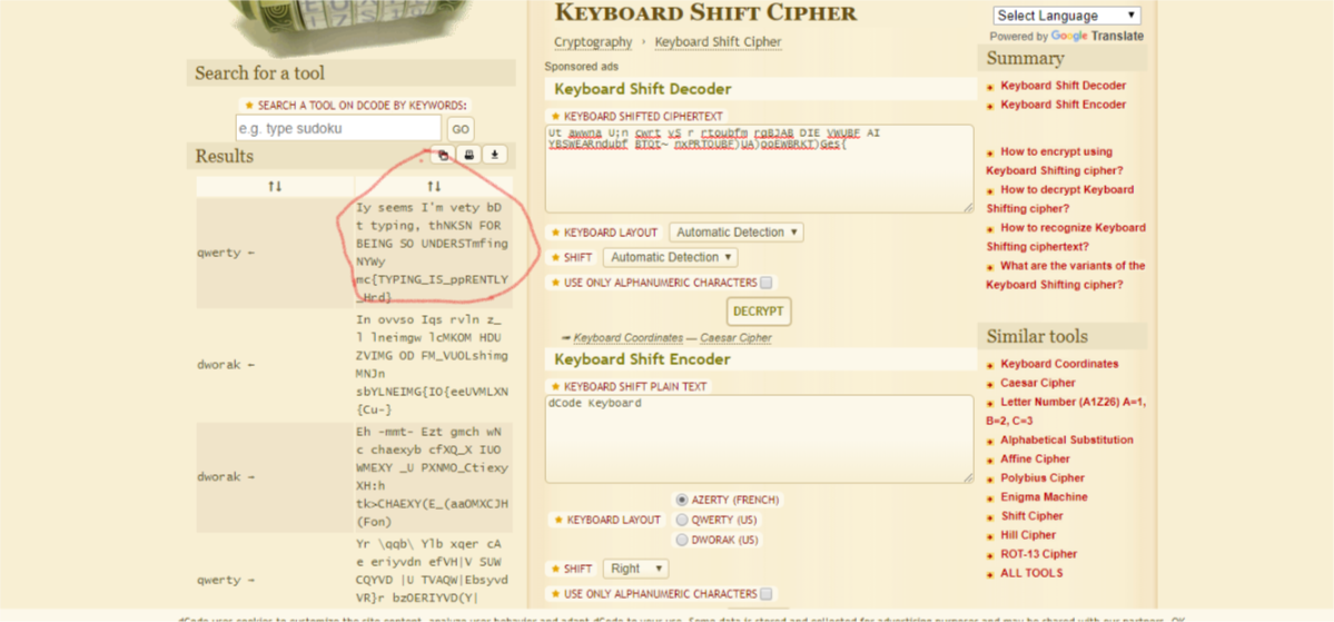 Stem Ctf Keyboard Shuffle Crypto 100