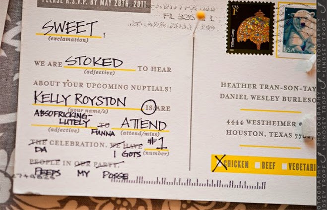 21 Insanely Fun Wedding Ideas - Send Your Guests Mad Lib RSVP's