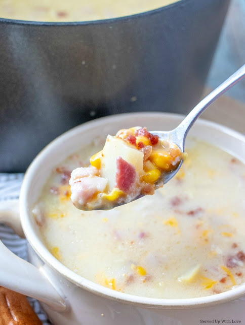 Easy Bacon and Corn Chowder recipe from Served Up With Love