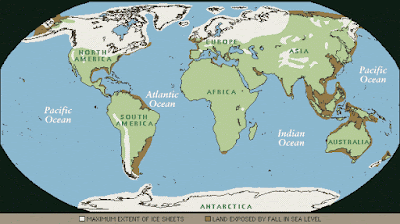 Ice Age World Map vs. Present World Map