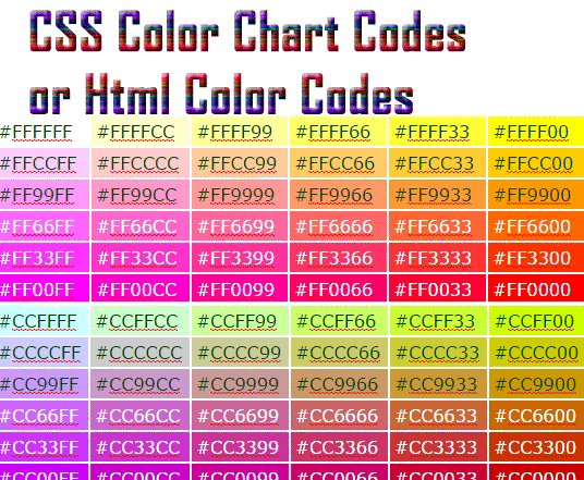 html css color codes