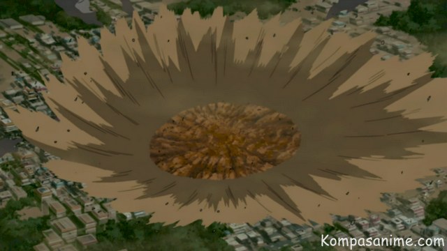 Shinra Tensei Jutsu memanipulasi gaya tolak dengan kekuatan yang sangat besar