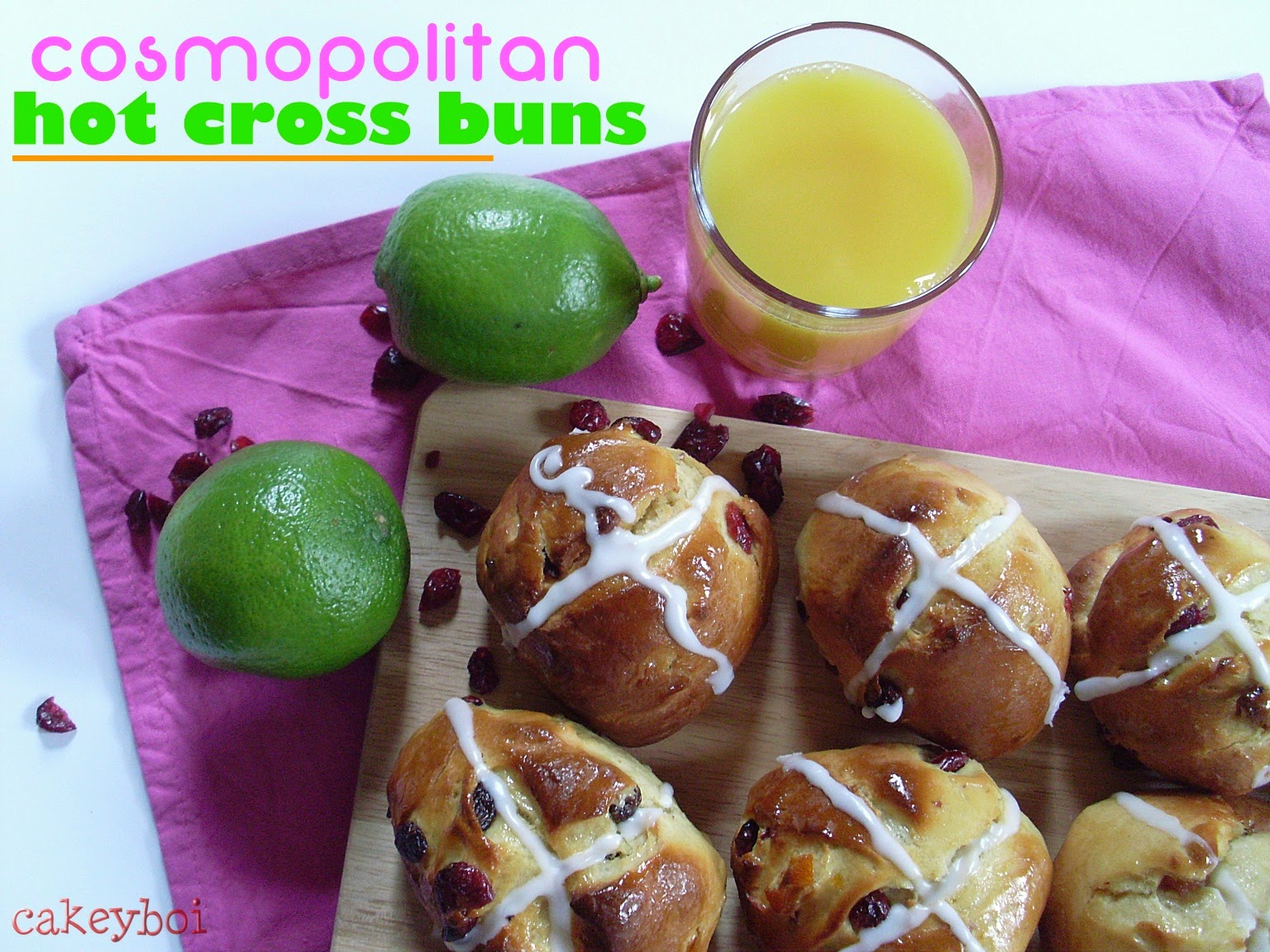 Cranberry, Orange and Lime Hot Cross Buns 