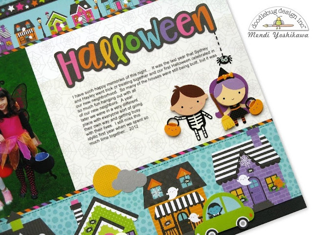 Doodlebug Design Booville Halloween Scrapbook Layout Page by Mendi Yoshikawa