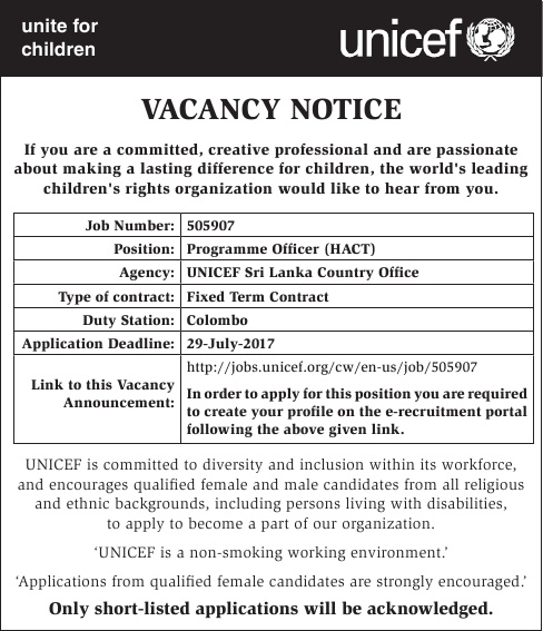 UNICEF Jobs for Sri Lankans - IQLANKA.COM