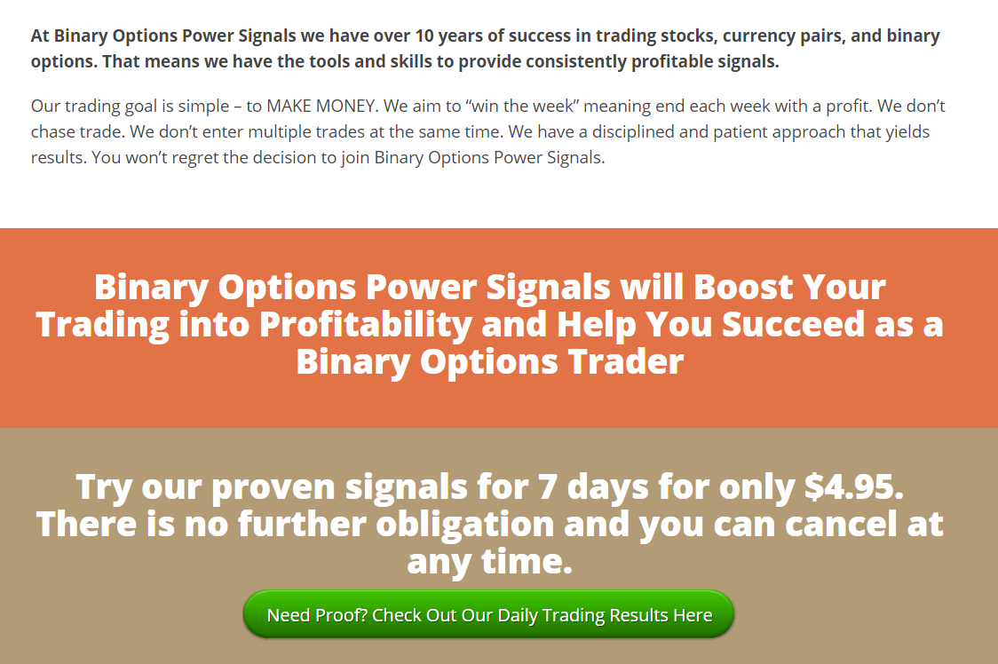 Binary options power signals