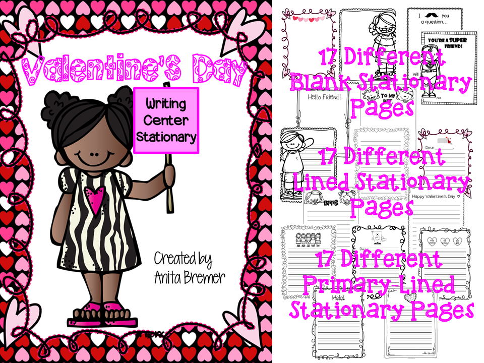 Valentine's Day writing center stationery pack