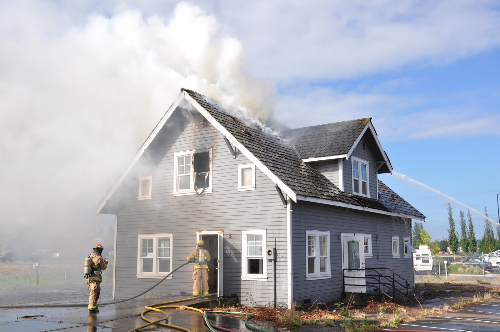 Fire Department Live fire training burn develops firefighting