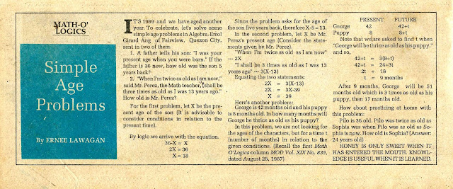 ALAM MO BA TO Do You Know This Math O Logics Simple Age Problems 
