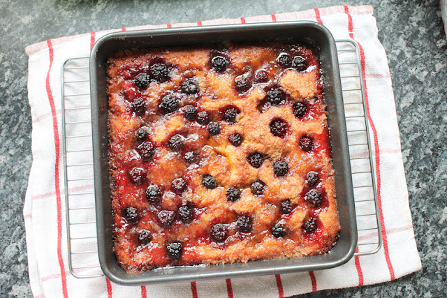 Food Lust People Love: Butterkuchen or German butter cake is baked with a butter enrich yeast dough, that is topped with sugar and yet more butter. In this version, I've named Brombeere-Butterkuchen or Blackberry German Butter Cake, I’ve also added some wild blackberries to the topping.