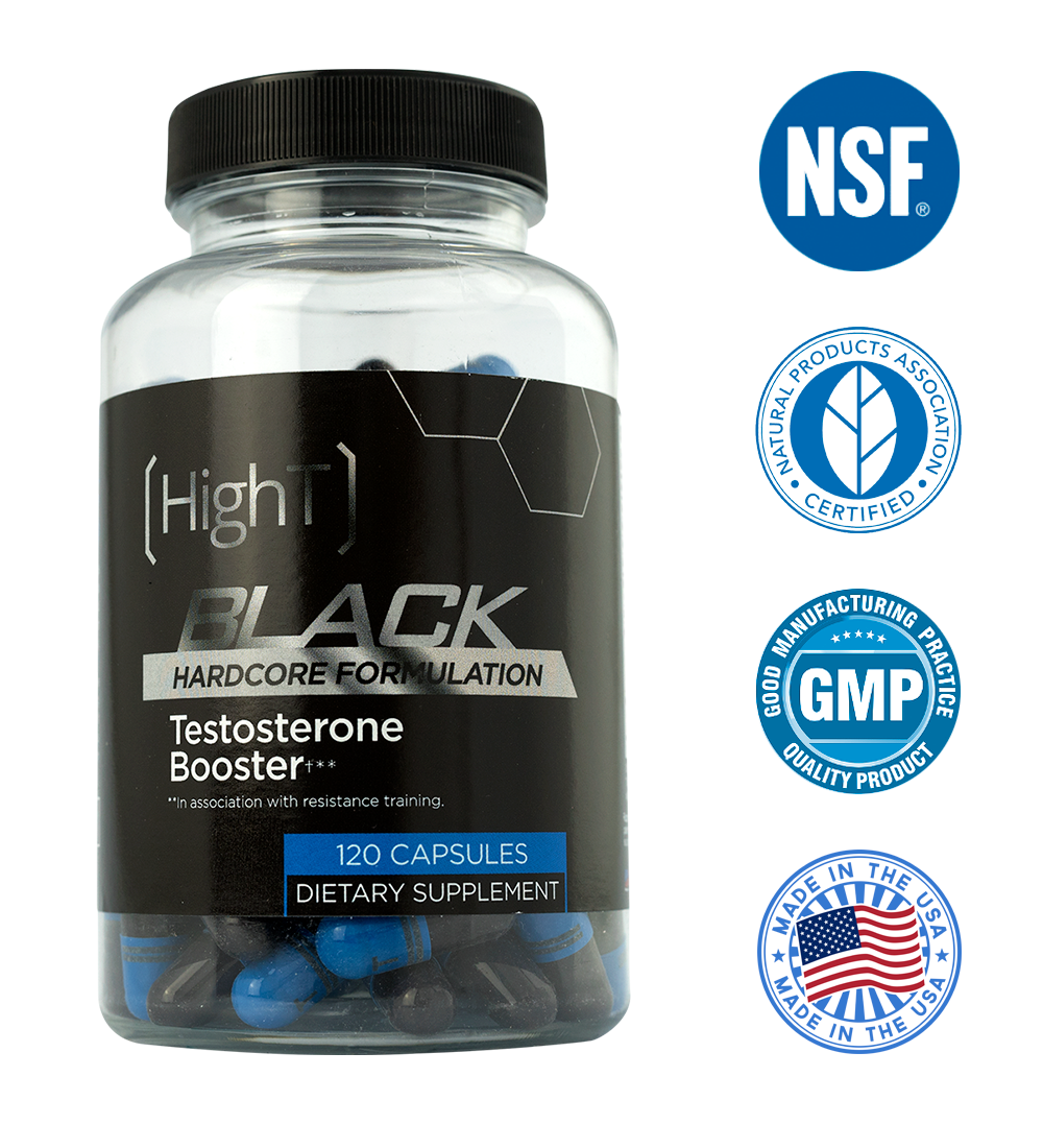HighT Black Testosterone Booster Supplement, 120 Capsules Body Mass Maxx