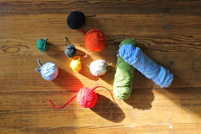 balls of colorful vintage yarn