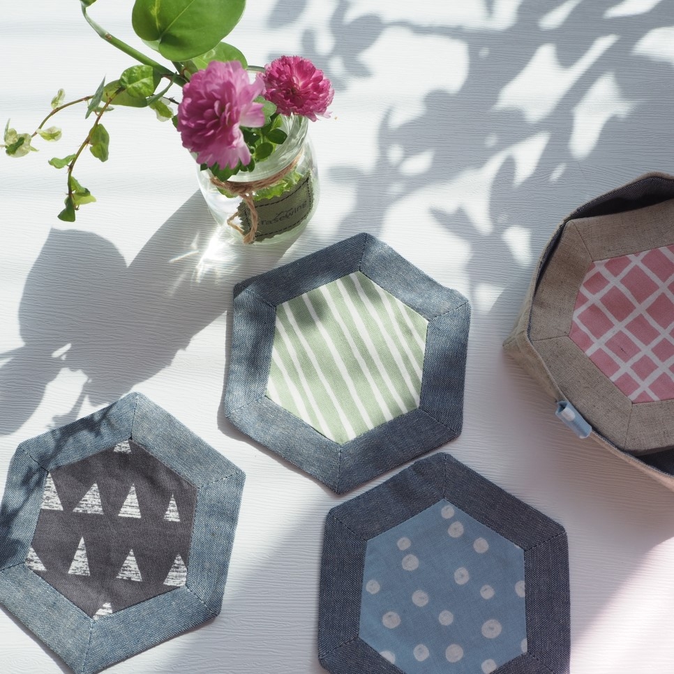 Hexagon Patchwork Tea Coasters Patterns. Quick Gifts to Stitch!