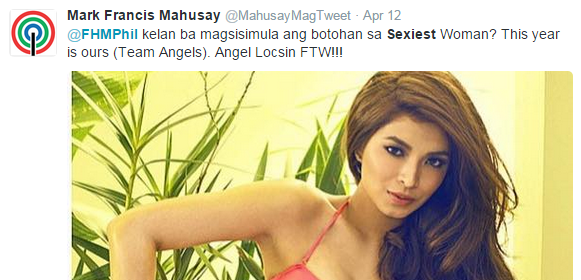 Angel Locsin is front-runner for FHM Sexiest Woman 2015 title.
