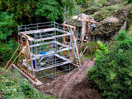 Errichtung der Brückenpfeiler