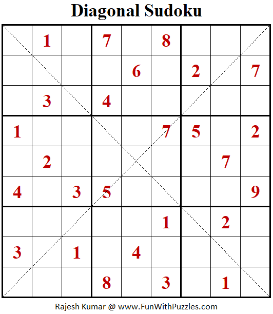 Diagonal Sudoku Puzzle (Fun With Sudoku #354)