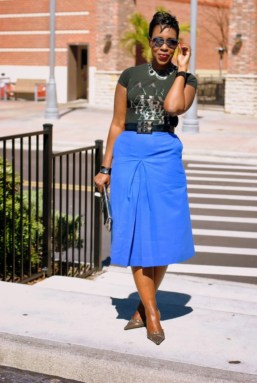 Fashionably Fabulous: Graphic Tee & Midi Skirt