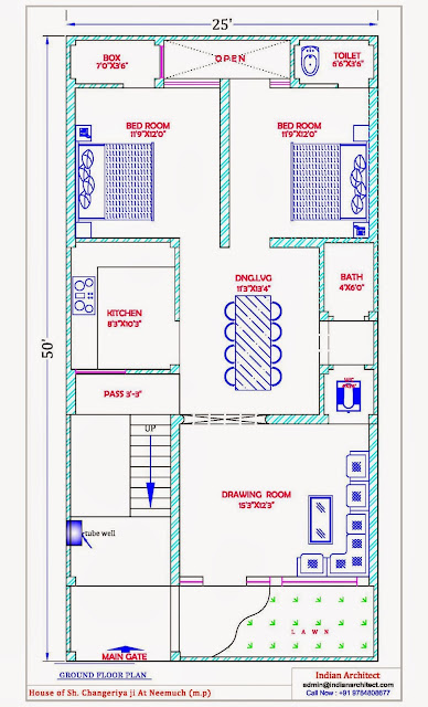 P159-Mr. Shyam Ji Changeriya #25'x50' House Plan With Vastu @ Exterior