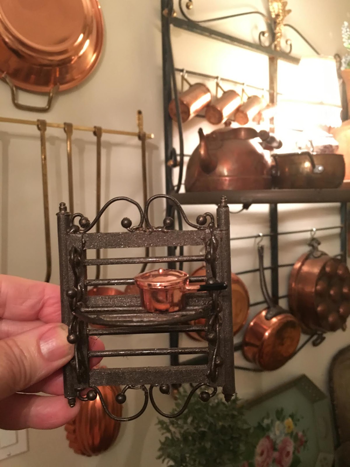Maison Decor A French Copper Bakers Rack for Dollhouse Kitchen and