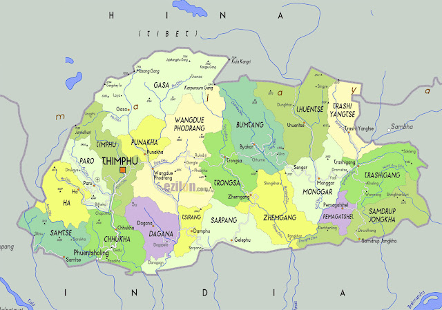 Gambar Peta Politik Negara Bhutan
