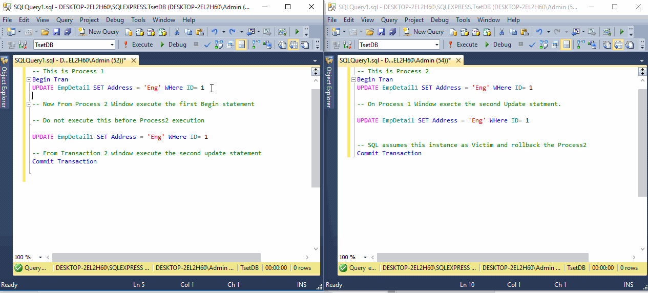 Blocking and Deadlock In SQL Server With Example ~ Guruji Point - Code ...