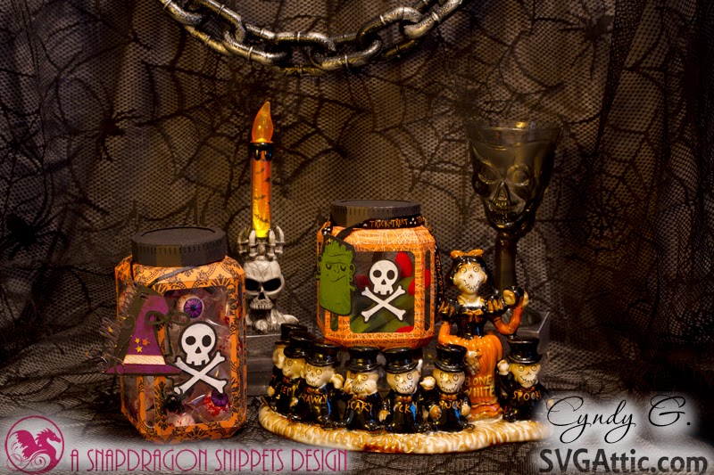 Haunted scene of 3d paper Halloween jars