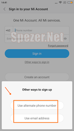 Opsi for Sign up Opsi for Sign up