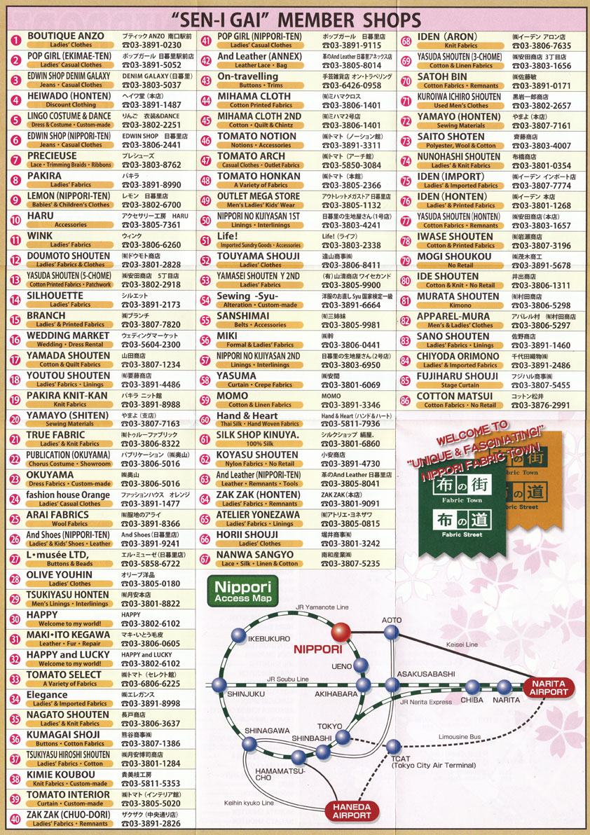 General Store NIPPORI, TOKYO'S FABRIC TOWN MAPS
