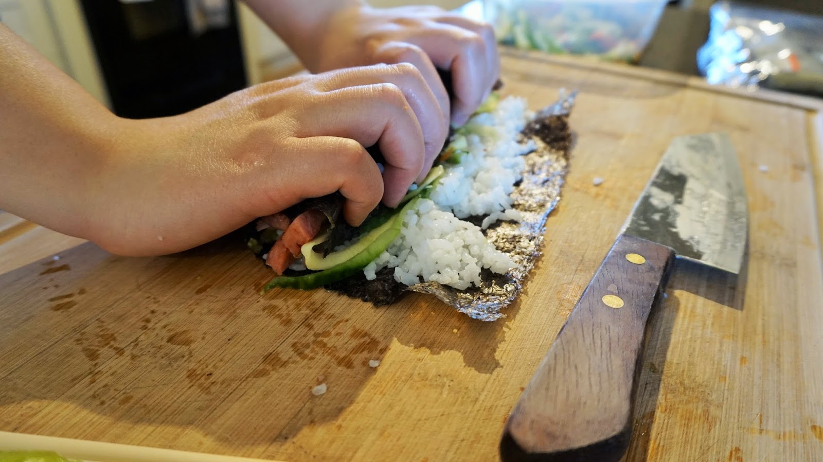 In a Split Second Atlantic Salmon & Spam Kimbap 김밥