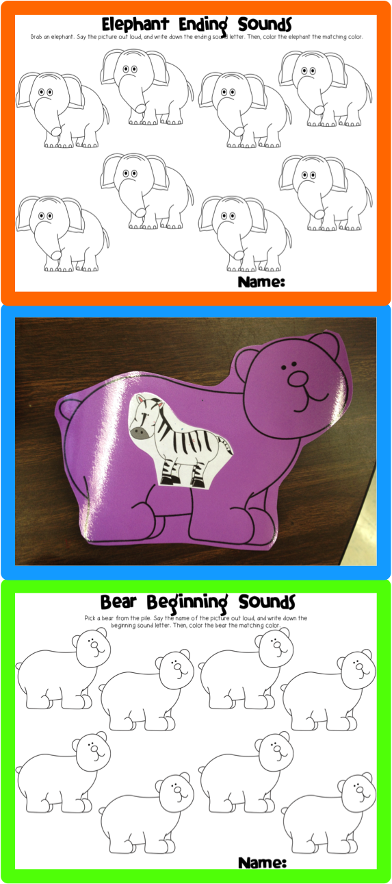 Primary Pals Elephant Ending Sounds and Bear Beginning Sounds!
