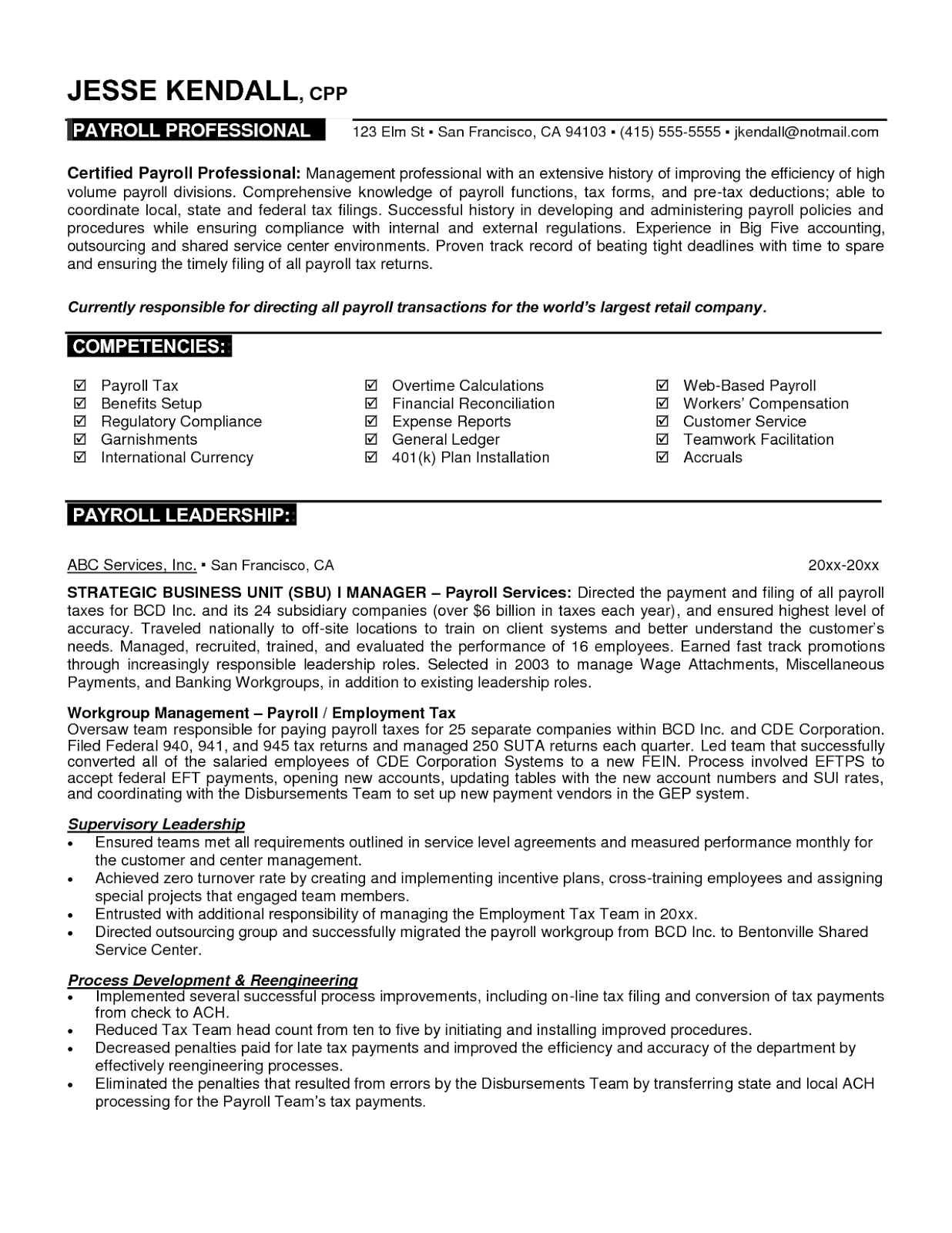 resume format in professional