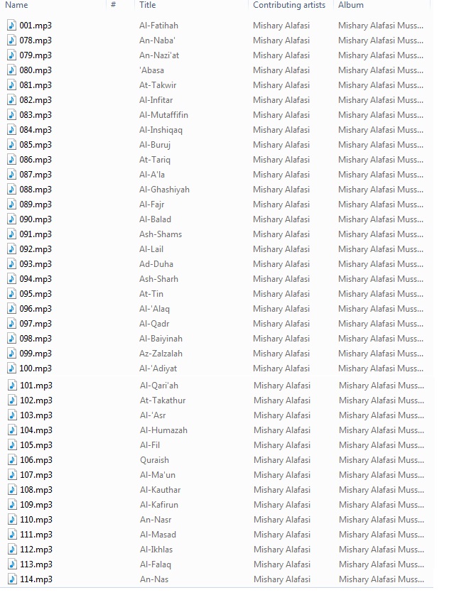 MP3 JUZ 30 SYEIKH MISHARY RASYID AL AFASY