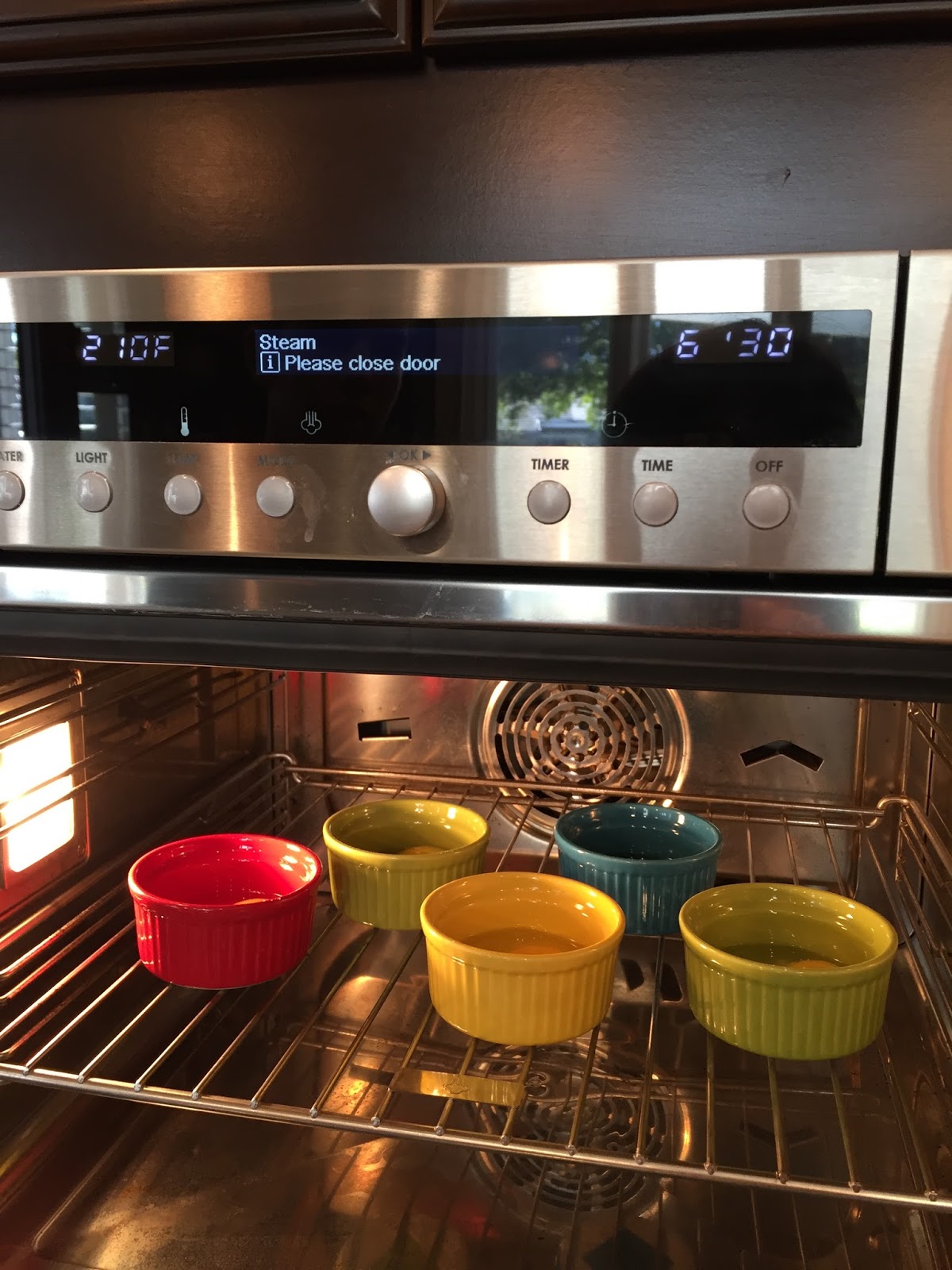 Steam oven cooking Poached Eggs