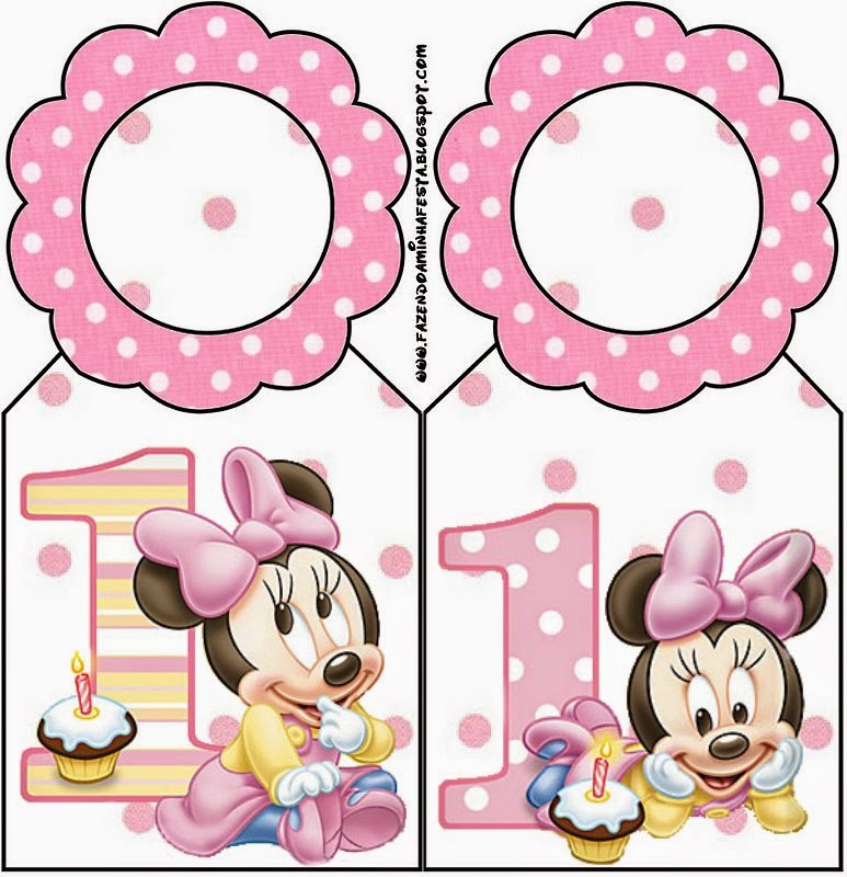 Minnie Primer Año con Lunares: Imprimibles Gratis para Fiestas. Para marcapáginas de Minnie Primer Año con Lunares.