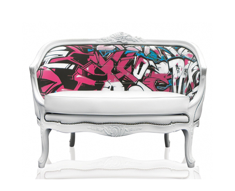 Graffiti printed sofa
