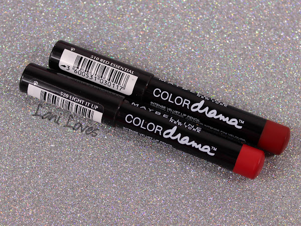 Maybelline Color Drama Lip Pencils - Light It Up, Red Essential Swatches & Review