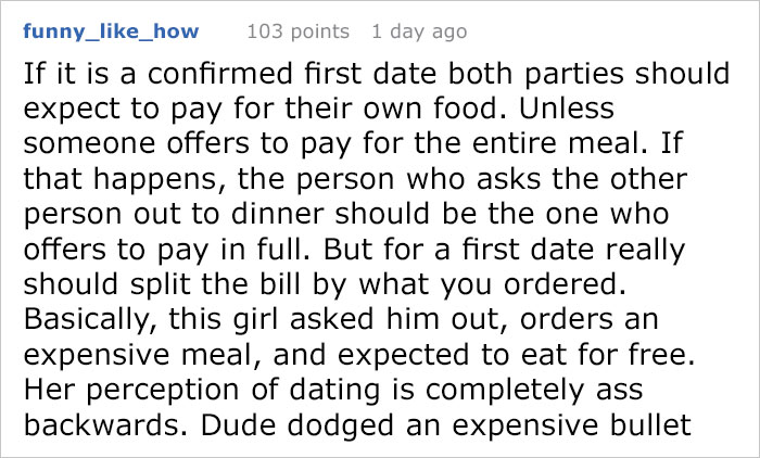 When A Guy Didn't Pay $126 For His Date's Food, The Woman Showed Her True Colors