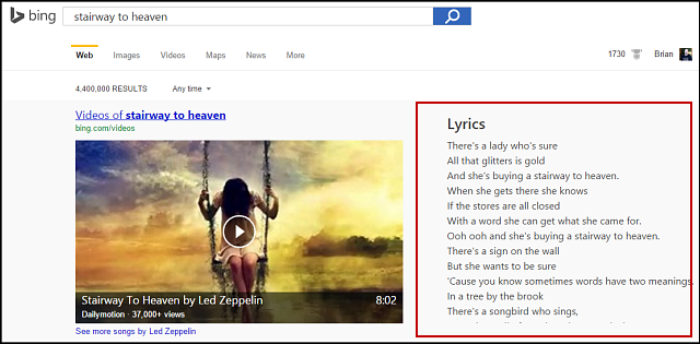 bing search result Update on bing search