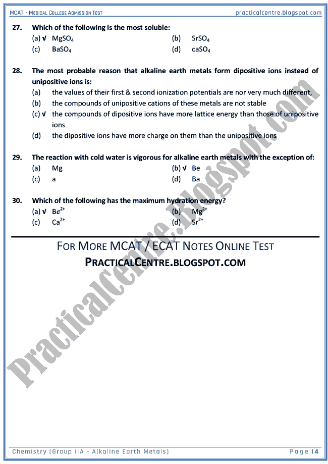 mcat-chemistry-group-iia-(alkaline-earth-metals)-mcqs-for-medical-college-admission-test