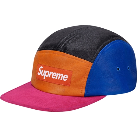 Leather  s  Suede Camp Cap Orange 1354137447 - Supreme - Bon&eacute;s five panel em couro e camur&ccedil;a