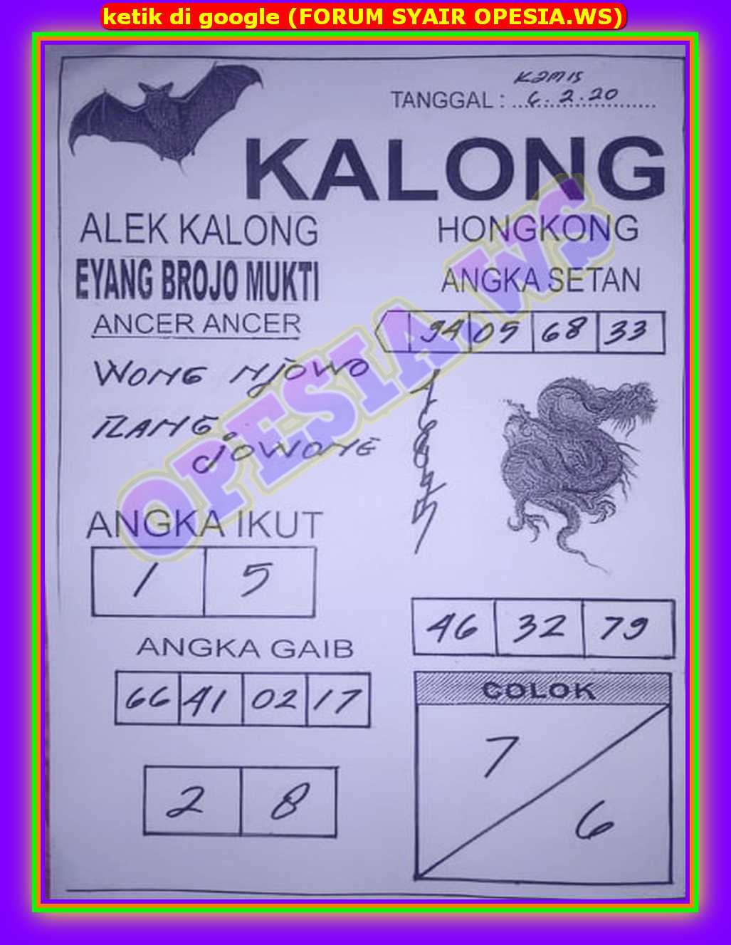 1 New Message Kode Syair Hongkong 6 Februari 2020 Forum Syair Togel Hongkong Singapura Sydney