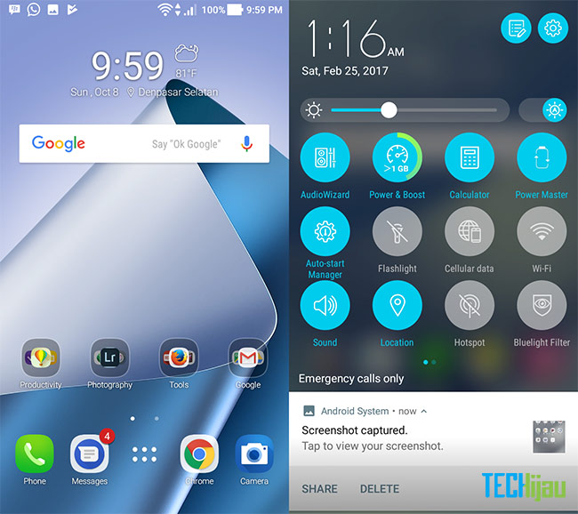 Tampilan pada ASUS Zenfone 4 Max Pro