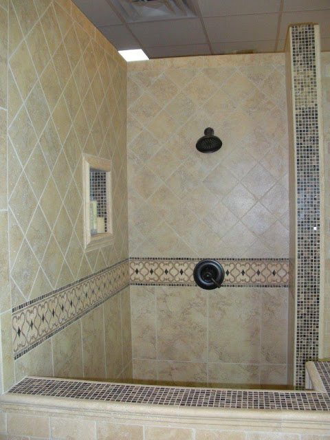 BAÑO DUCHA ESTILO TOSCANO - COCINAS Y BAÑOS: REPOSTEROS ENCIMERAS PISOS