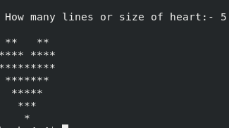Output of C program to print heart shape pattern