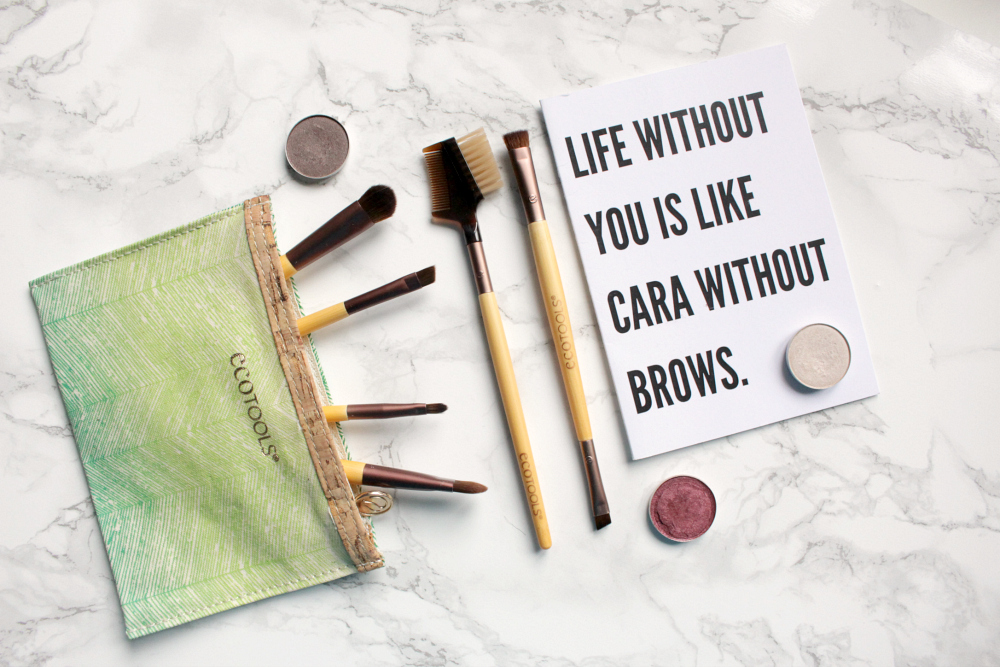 Eco Tools Eye Brushes Eco Tools Eye Brushes in makeup pouch with MAC eyeshadows