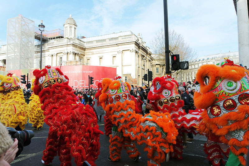 Chinese New Year, London, Trafalgar Square, Chinatown,celebrations, restaurant, parade, dragon, colourful