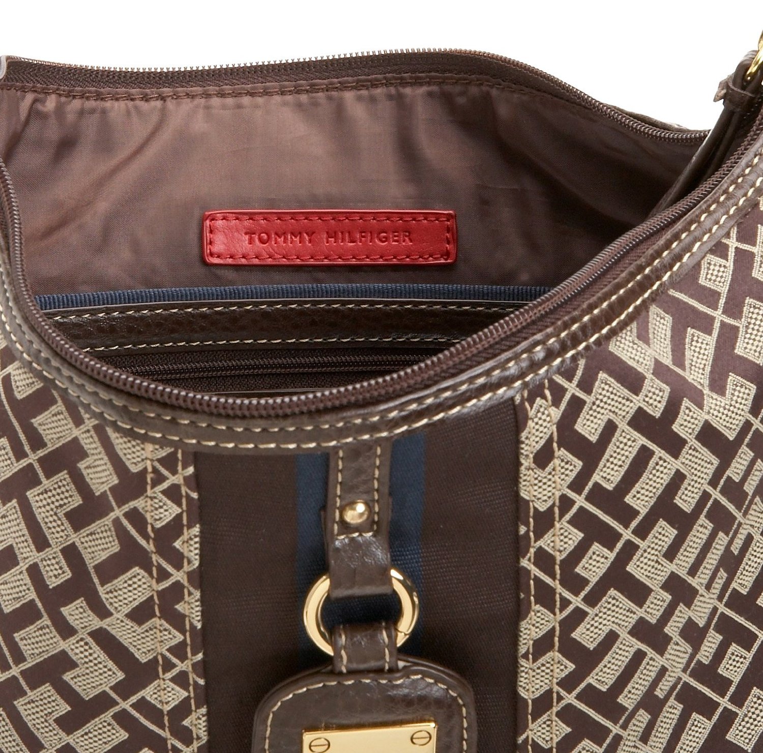 USA Boutique Tommy Hilfiger Leeds Top Zip Shoulder Bag Chocolate