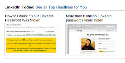 LinkedIn daily news feature reports LinkedIn hacked