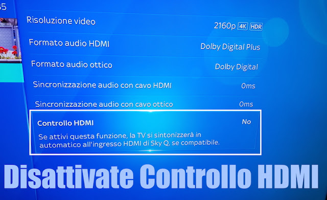 sky q schermata nera diretta 4k tv samsung decoder