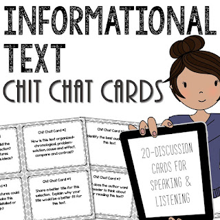 https://www.teacherspayteachers.com/Product/Informational-Text-Chit-Chat-Cards-for-Grades-4-8-Common-Core-Aligned-1973449